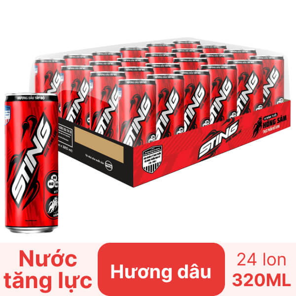 Khay 24 lon Sting dâu 320ml