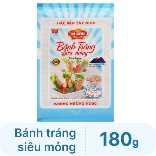 Bánh tráng siêu mỏng 21cm Tinh Nguyên gói 180g