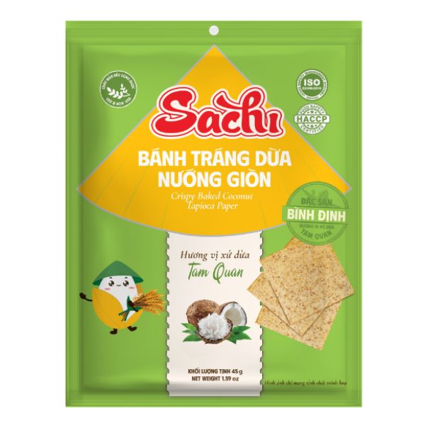 Bánh tráng dừa nướng giòn SACHI gói 45g
