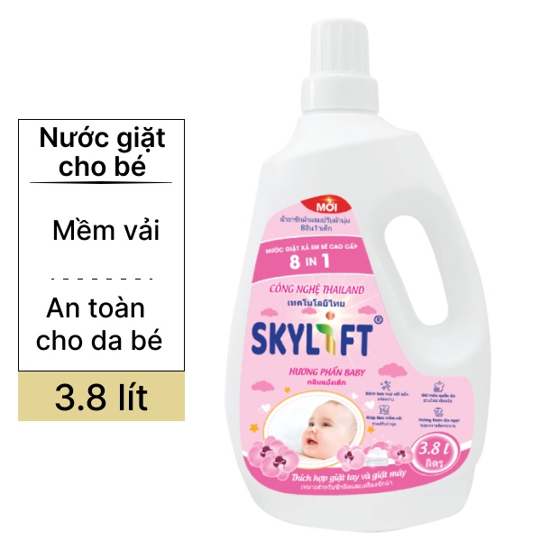 Nước giặt xả cao cấp Skylift Baby hương phấn 3.8 lít