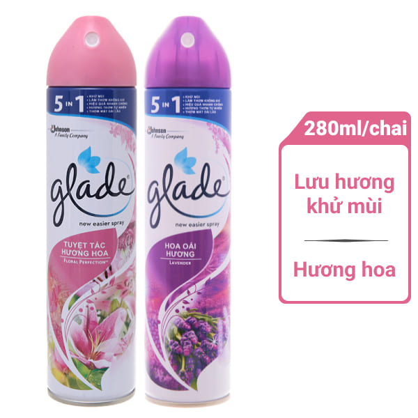 2 chai xịt phòng Glade hương hoa cỏ & oải hương 280ml