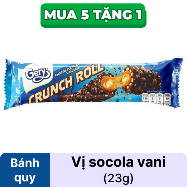 Bánh cuộn phủ socola hương vani Gery 23g