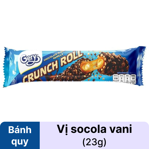 Bánh cuộn phủ socola hương vani Gery 23g