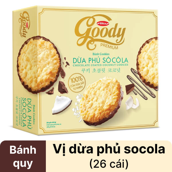 Bánh quy dừa phủ socola Bibica Premium 228g