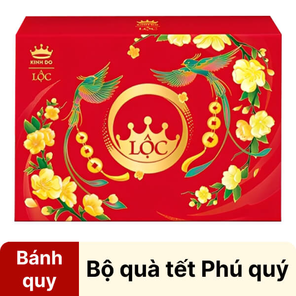 Bộ quà Tết Kinh Đô Lộc Phú quý đỏ 795.4g
