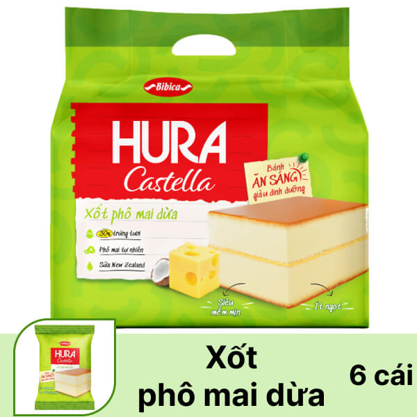 Gói 6 cái bánh ăn sáng xốt phô mai dừa Hura