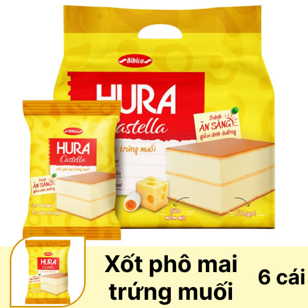 Gói 6 cái bánh ăn sáng xốt phô mai trứng muối Hura
