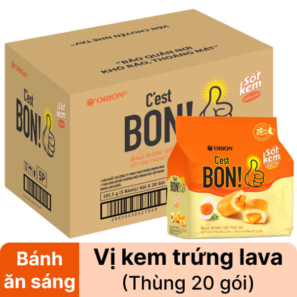 Thùng 20 gói bánh sợi thịt gà kem trứng muối C'est Bon