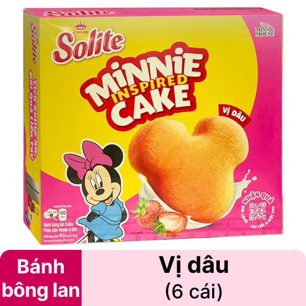 Hộp 6 cái bánh bông lan vị dâu Solite Minnie