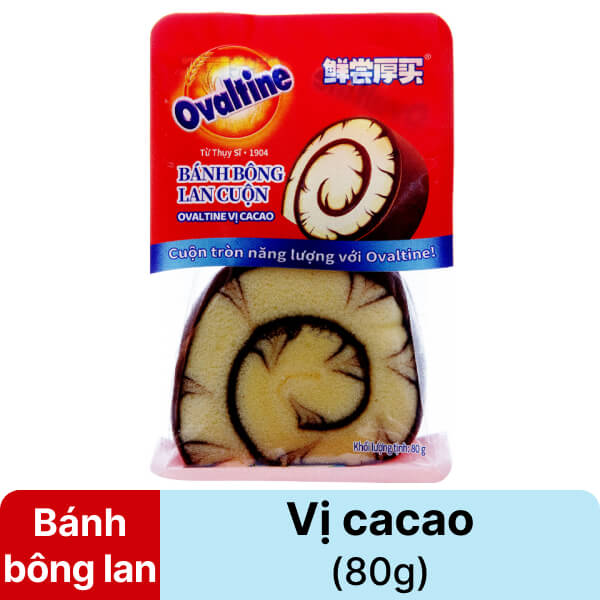 Bánh bông lan cuộn vị ca cao Ovaltine 80g