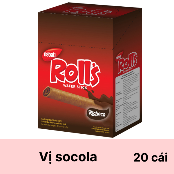 Bánh quế socola Nabati Roll's 20 gói x 6g