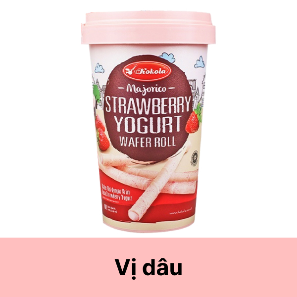 Bánh quế vị sữa chua dâu Kokola Majorico ly 120g