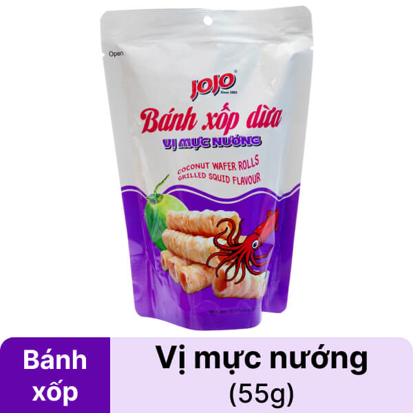 Bánh xốp dừa vị mực nướng Jojo 55g