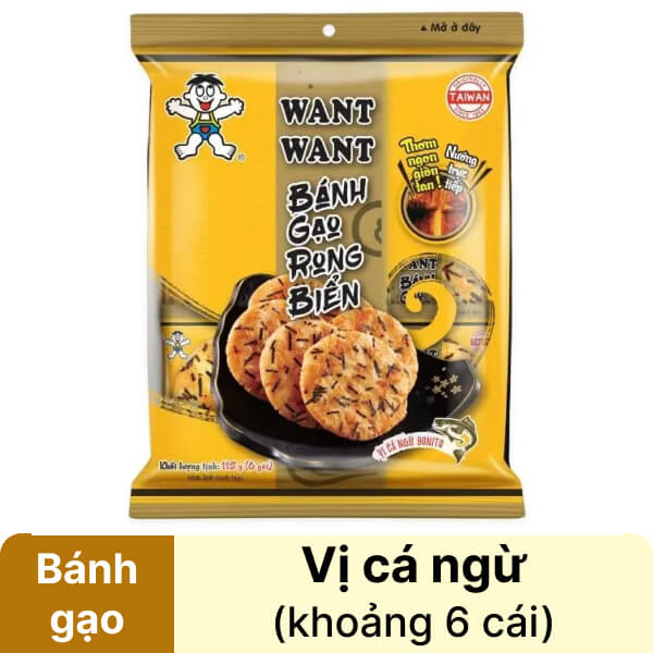 Bánh gạo rong biển Want Want vị cá ngừ gói 118g