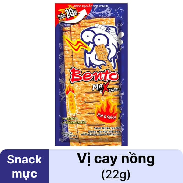 Snack hải sản vị cay nồng Bento 22g
