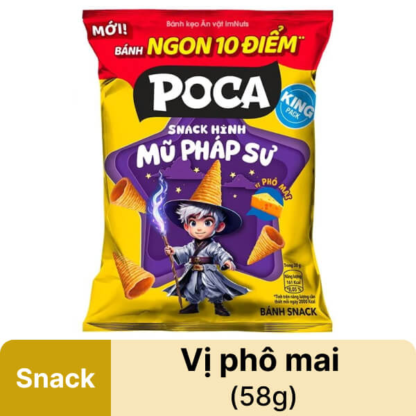 Snack mũ pháp sư vị phô mai Poca 58g