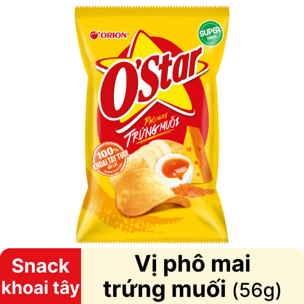 Snack phô mai trứng muối O'Star 56g