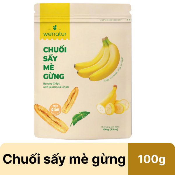 Chuối sấy mè gừng Đỉnh Nam Wenatur gói 100g