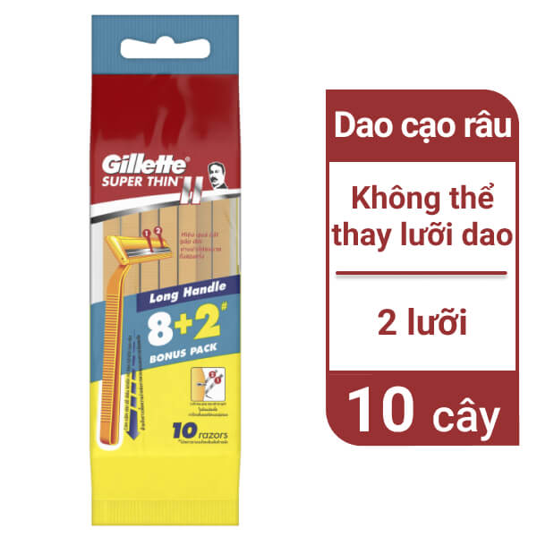 10 cây dao cạo Gillette Super Thin II 2 lưỡi
