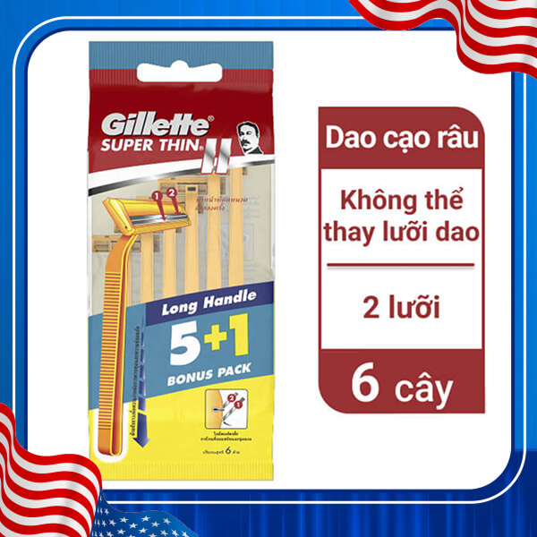 6 cây dao cạo Gillette Super Thin 2 lưỡi
