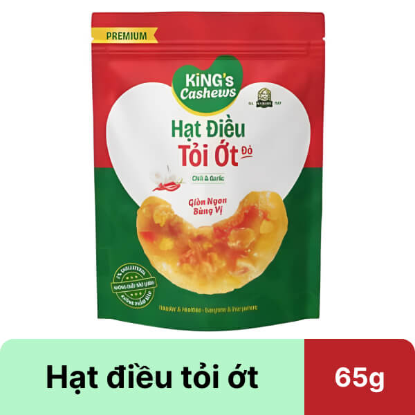 Hạt điều vị tỏi ớt Bà Tư Bình Phước gói 65g