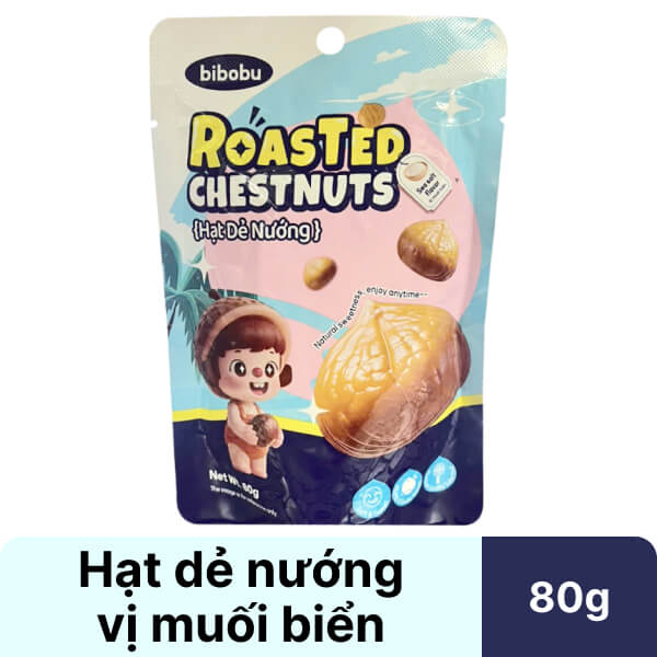 Hạt dẻ nướng vị muối biển Bibobu 80g