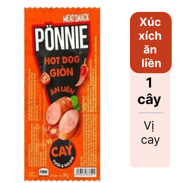 Xúc xích ăn liền vị cay Ponnie cây 28g