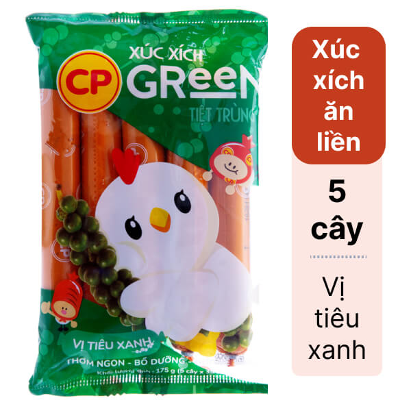 Xúc xích tiệt trùng vị tiêu xanh Green C.P 175g