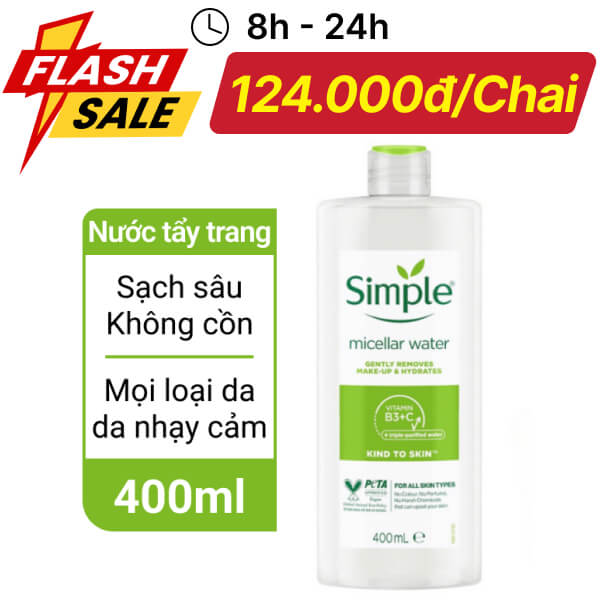 Nước tẩy trang Simple làm sạch lớp trang điểm 400ml