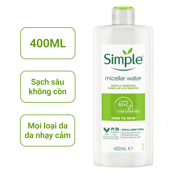 Nước tẩy trang Simple làm sạch lớp trang điểm 400ml