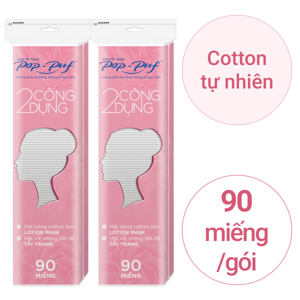 2 gói bông tẩy trang PoP-Puf 90 miếng