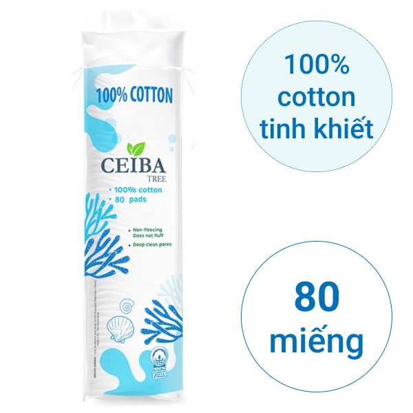 Bông tẩy trang Ceiba tiết kiệm dung dịch 80 miếng