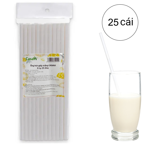 Ống hút giấy Casavi 6 ly (25 cái)