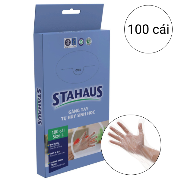 100 cái găng tay tự hủy sinh học STAHAUS size l