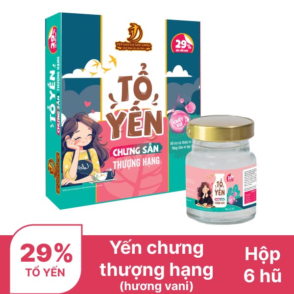 Hộp 6 hũ yến Sài Gòn Anpha 29% hương vani 70ml
