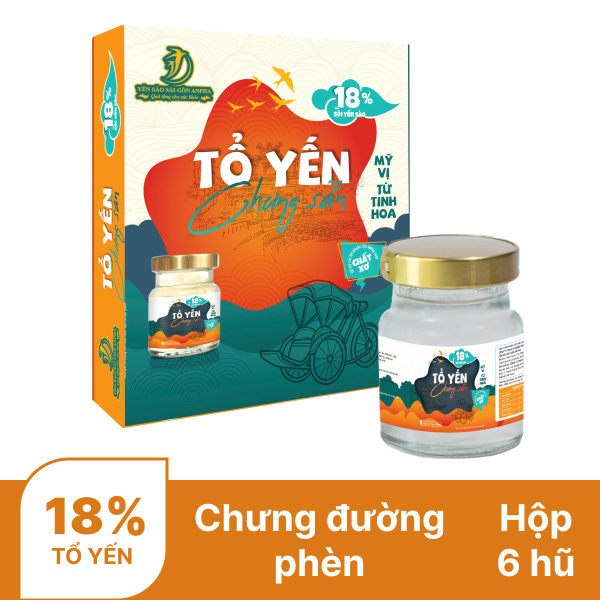 Hộp 6 hũ yến Sài Gòn Anpha 18% hương vani 70ml