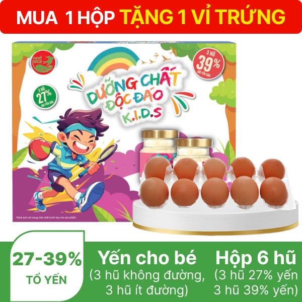 Hộp 6 hũ nước yến sào cho bé Nest Gold Kid ít đường 70ml