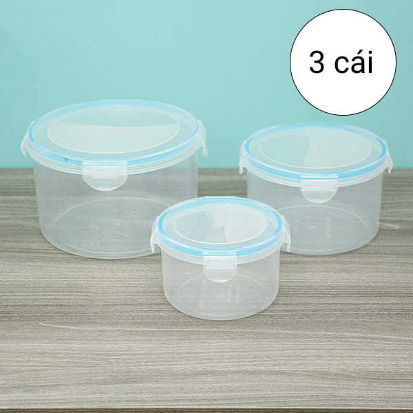 Bộ 3 hộp thực phẩm nhựa tròn Biohome