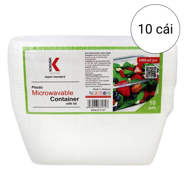 10 hộp thực phẩm nhựa Kokusai 1000ml