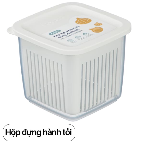 Hộp dựng hành tỏi Hokkaido vuông Inochi (giao màu ngẫu nhiên)