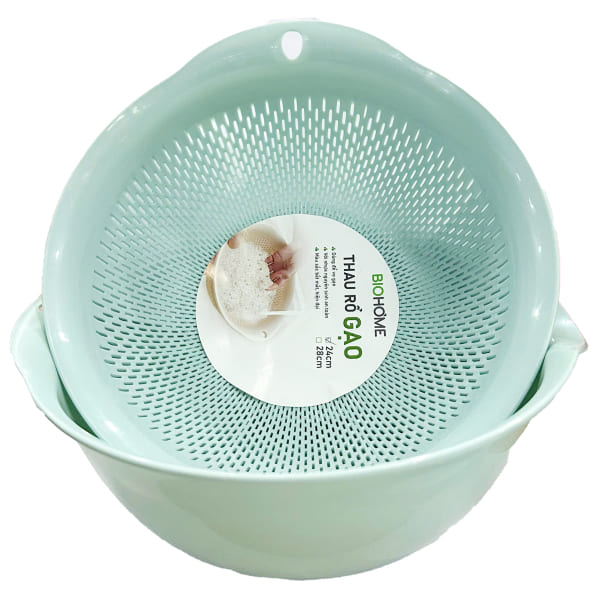 Bộ thau rổ gạo Biohome 24cm (giao màu ngẫu nhiên)