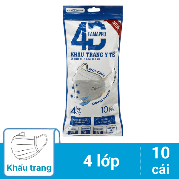 10 cái khẩu trang Famapro 4D 4 lớp