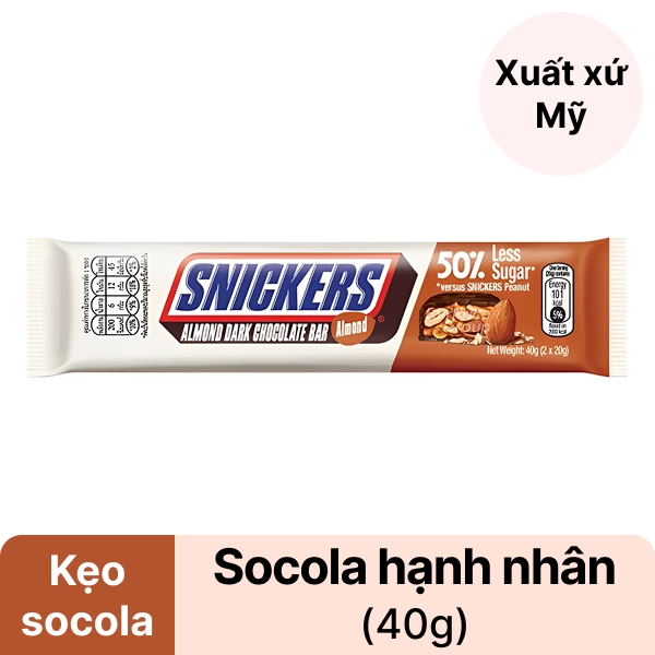 Kẹo socola đen hạnh nhân Snickers 40g