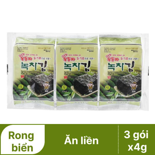 3 gói rong biển vị trà xanh Ock Dong Ja 4g