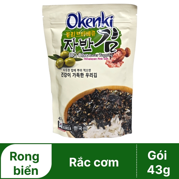 Rong biển rắc cơm Okenki BBQ Olive gói 43g