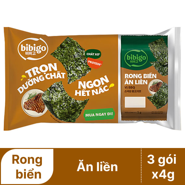 3 gói rong biển Bibigo vị BBQ 4g