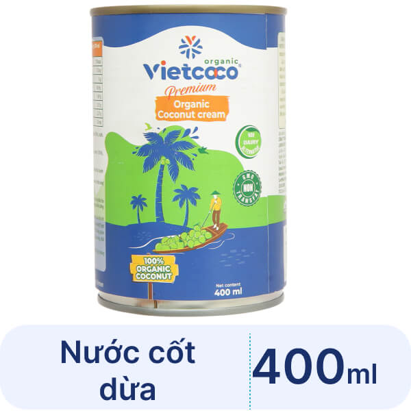 Nước cốt dừa organic Vietcoco lon 400ml