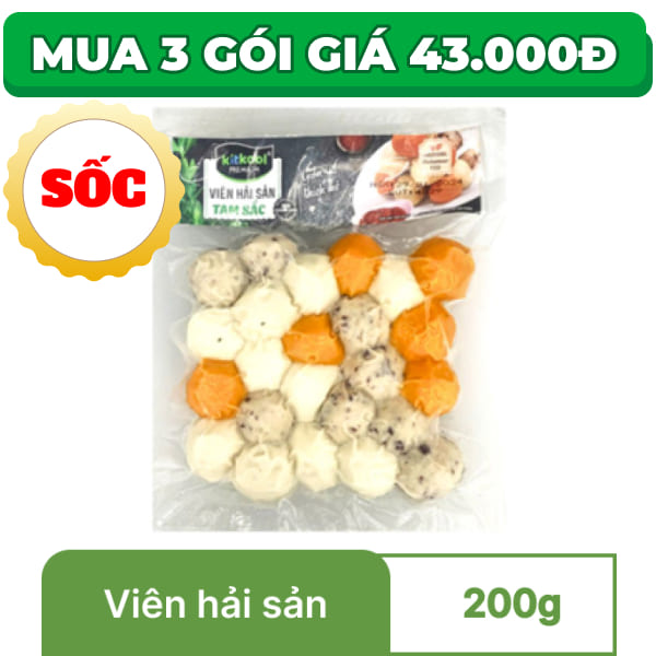 Viên hải sản tam sắc Kitkool gói 200g