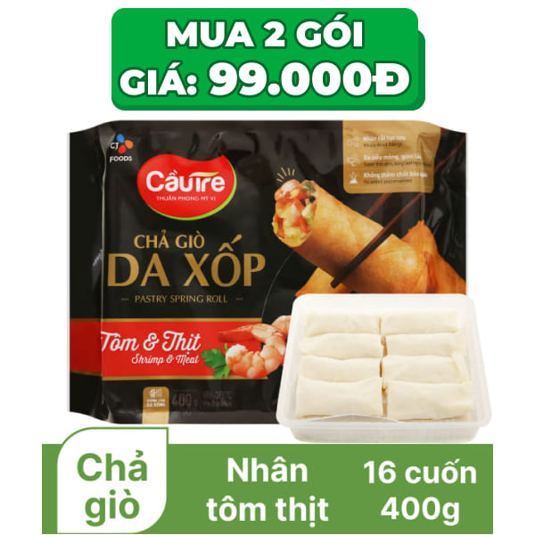 Chả giò da xốp tôm và thịt Cầu Tre gói 400g
