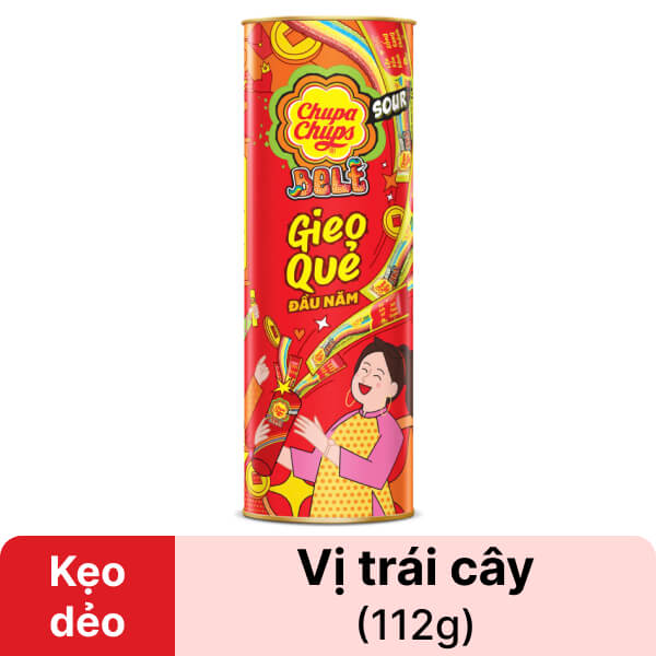 Kẹo dẻo trái cây Chupa Chups Sour Belt gieo quẻ 112g